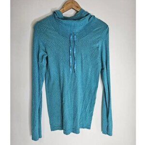 Moving Comfort Teal Long Sleeve Active Top with Cowl Neck Hoodie Womens Medium